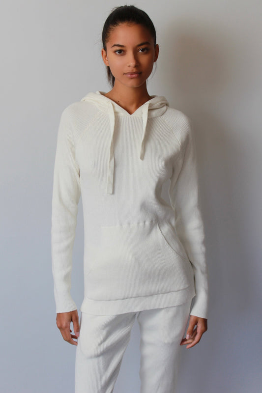 Cotton Cashmere Ribbed Hooide