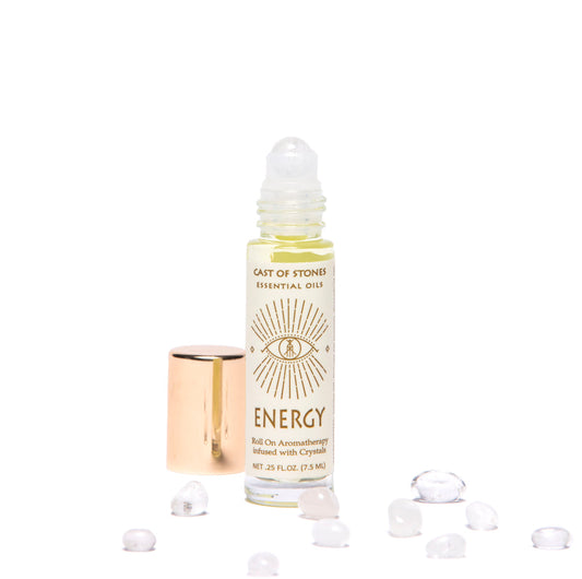 Energy Essential Oil Roll On Aromatherapy Infused with Crystals