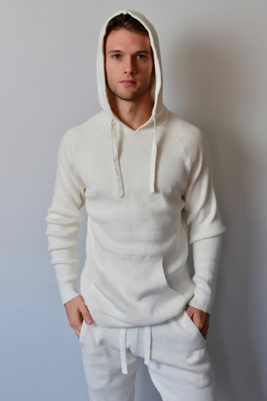 Cotton Cashmere Ribbed Hooide