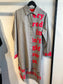 Linen Poetry Shirt Dress Gray with Hot Pink Embroidery