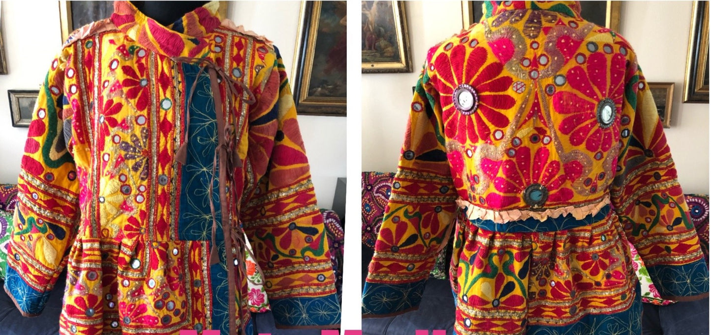 Vintage Gujarati Textile Moto Jacket