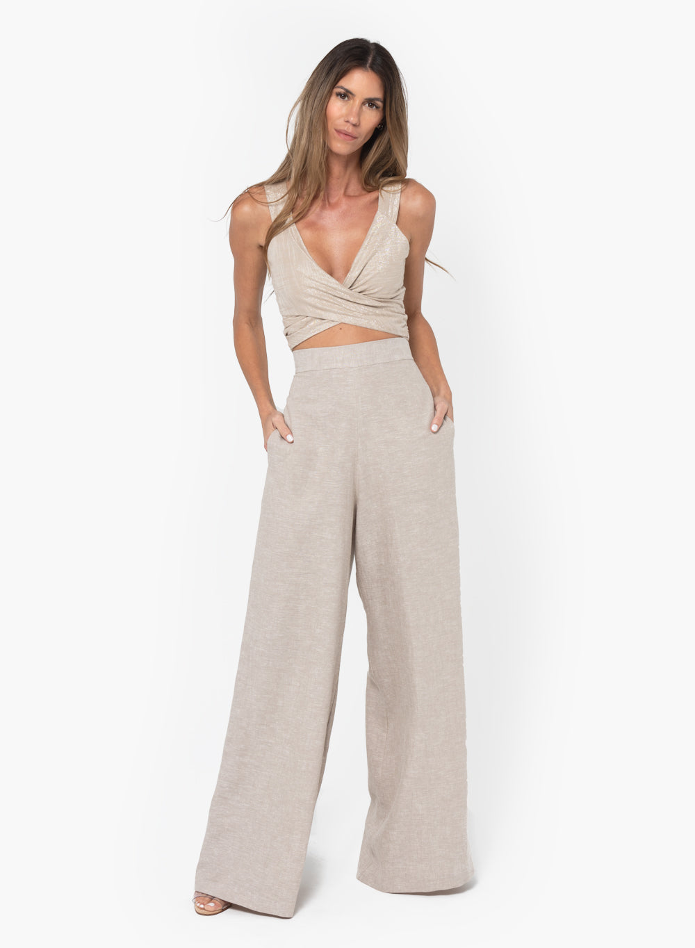 Andrea Linen Rayon Pant in Flax