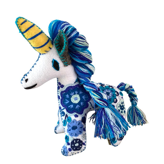 Blueberry Unicorn Hand Embroidered with Maine and Tail
